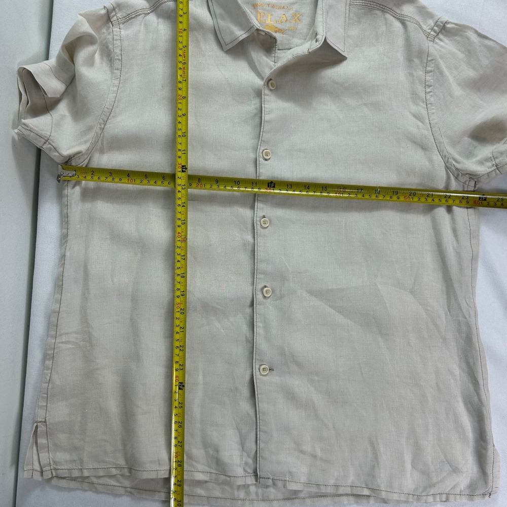 Tommy Bahama Relax Linen Button Up Short Sleeve Camp Shirt Beige‎ Large - Picture 3 of 13